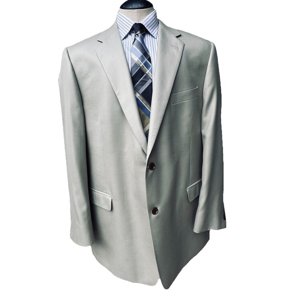 Turnburry Sport Coat Men 48L Silk 55 Wool 45 light Sage Green 2 buttons - Picture 3 of 9